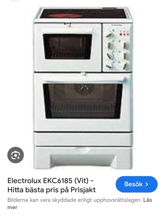 Vit Electrolux EKC6185 spis med ugn och glaskeramikhäll.