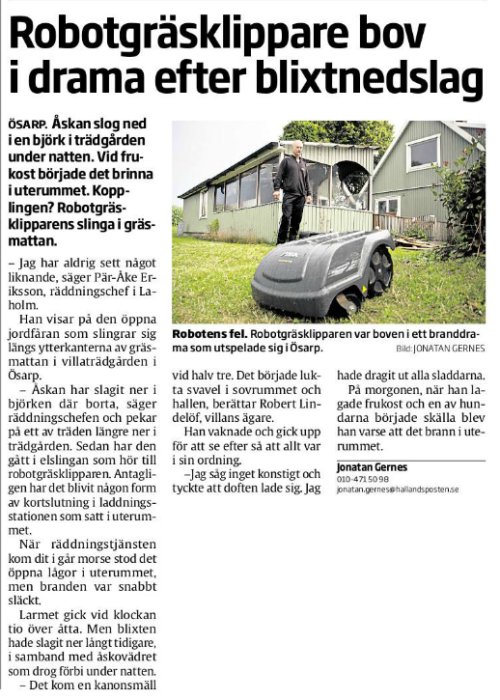 HP 20130819 Robotgräsklippare bov i drama efter blixtnedslag.png