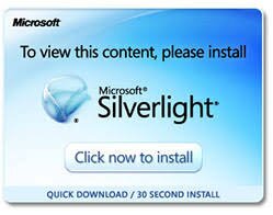 Installationsprompt för Microsoft Silverlight med nedladdningsknapp.