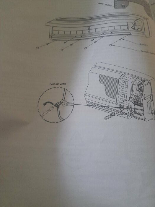 Teknisk ritning av en ventilationsfläkt med markerad luftskruv och värmeelement.