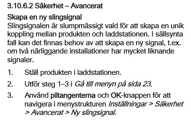 Skärmdump av en manual som beskriver hur man skapar en ny slingsignal för att para ihop en produkt med en laddstation.