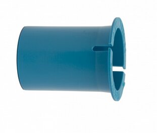 Blå kompressionshylsa för PRK-rörsystem, isolerad på vit bakgrund.