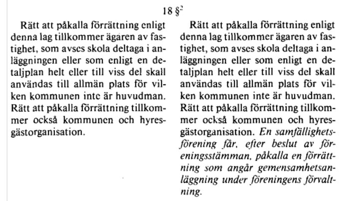 Fotografi av en textpassage från proposition 1988/89:77 om ändringar i fastighetsbildningslagen.