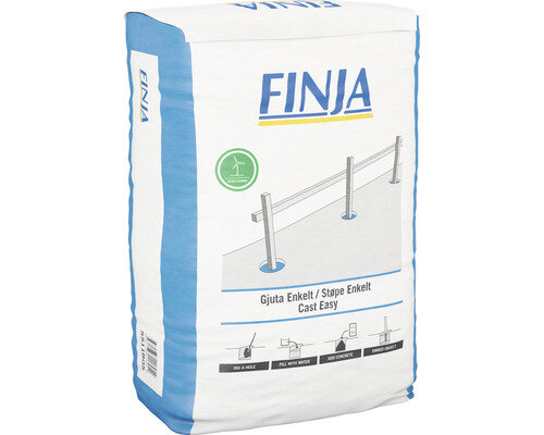 Säck med Finja gjuta enkelt, använd för att fästa metallstolpe i betong.