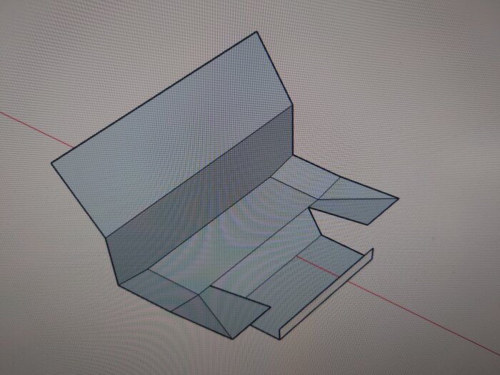 3D-modell av en komplex plåtdel tänkt att tillverkas i ett stycke utan kantvik.