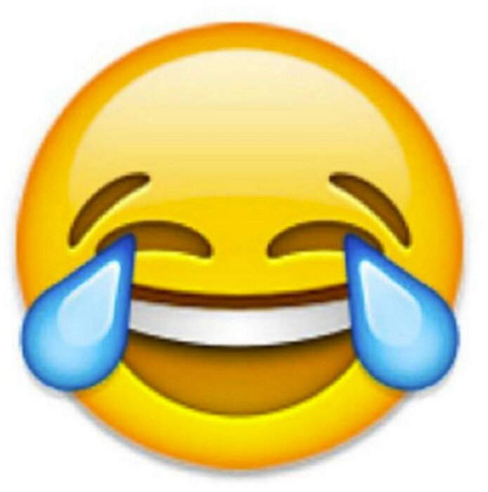 Emoji med ett ansikte som gråter av skratt.