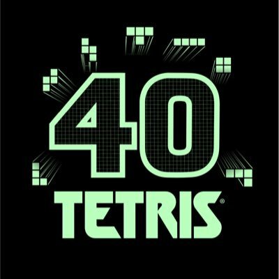 Logotyp för Tetris 40-årsjubileum med fallande block runt numret 40.