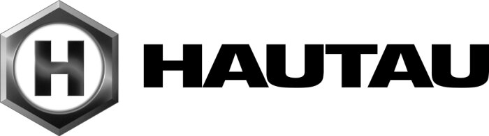 Logotyp bestående av en stiliserad hexagon med bokstaven H, följt av texten "HAUTAU" i svart.