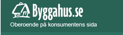 Byggahus.se logotyp med texten "Oberoende på konsumentens sida" under logotypens slogan, på en grön bakgrund.