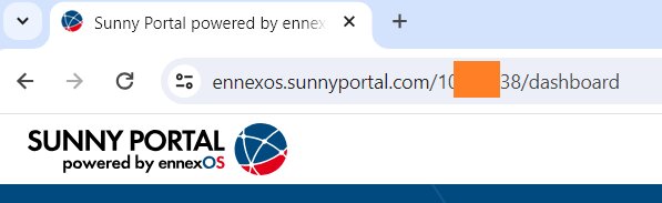 URL-fältet för Sunny Portal, powered by ennexOS, med en suddad del av webbadressen.