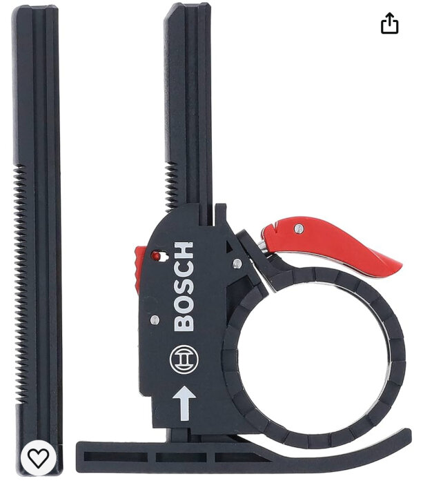 Bosch-tillbehör för GOP-verktyg, i plast med svart kropp och röda detaljer, inklusive en cirkulär del och en förlängningsstav.