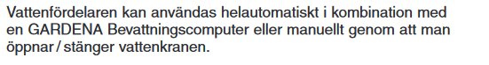 Text om vattenfördelarens användning med GARDENA Bevattningscomputer eller manuellt genom att öppna/stänga vattenkranen.