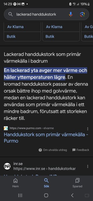 Sökresultat för lackerad handdukstork med fokuserad text: "En lackerad yta avger mer värme och håller yttemperaturen lägre.