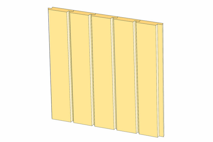 3D-rendering av profilerad panel med U-formade spår mellan varje planka.