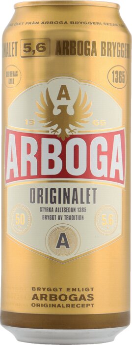 Gyllene burk av Arboga Originalet öl, 50 cl, 5,6% alkoholhalt.