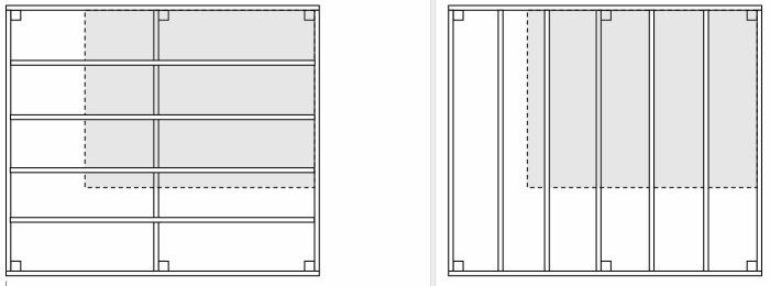 Ritning på plattform för lekstuga med perspektiv ovanifrån och från sidan, visar ramverket och placering av stöd samt projicering av lekstugan.