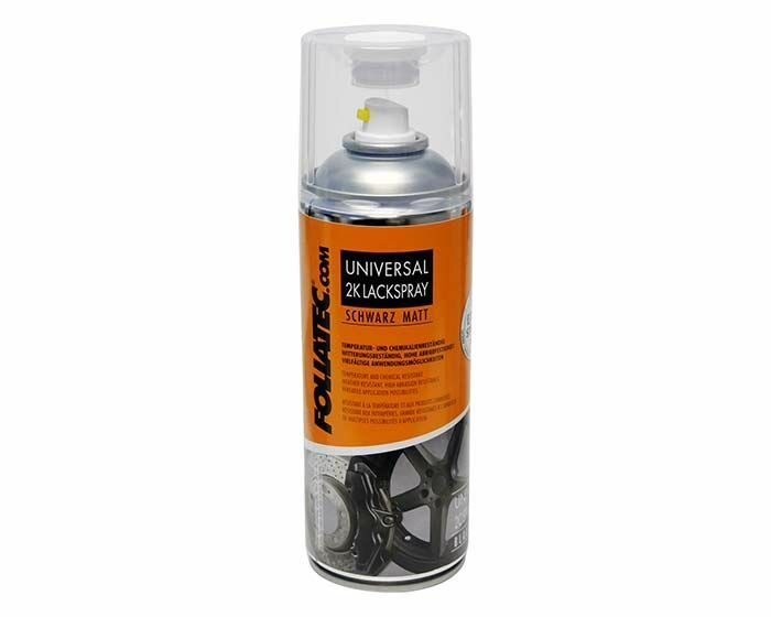 Burk med Foliatec Universal 2K lackspray, svart matt, 400 ml.