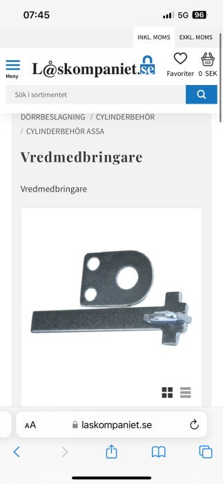 Bild på en vredmedbringare från Låskompaniet.se, en del av cylinderbeslag.