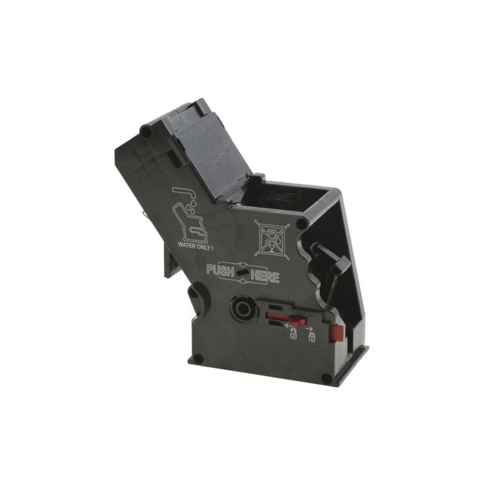 Bryggenhet med textinstruktioner, öppen lucka och låsmekanismer, bytt i ett projekt.