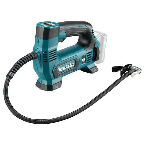 Makita 40v kompressor/luftpåfyllare med flexibel slang och munstycke.