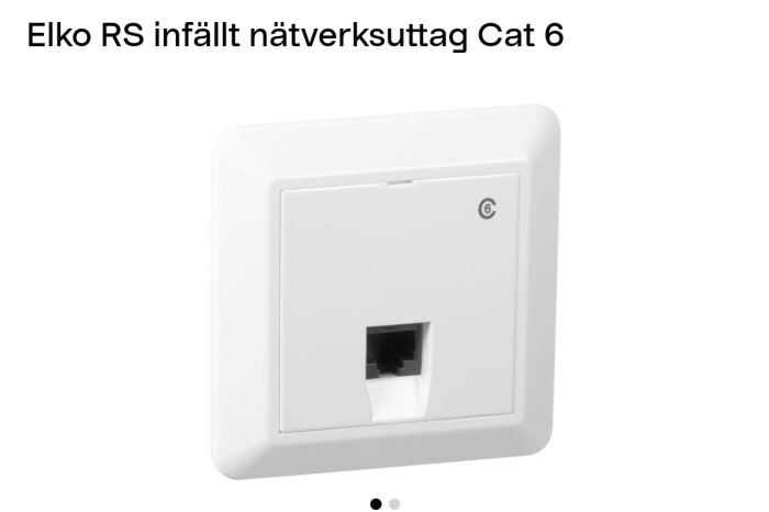 Vitt Elko RS infällt nätverksuttag för Cat 6-kabel, planeras användas för att byta ut TV-jack och förbättra nätverksanslutning i hemmet.