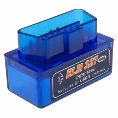 Blå ELM327 OBD-II adapter för bildiagnostik.