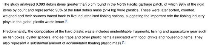 Text om en studie av plastavfall i norra Stilla havet, där fiskeindustrin står för majoriteten av den identifierade plastmassan.