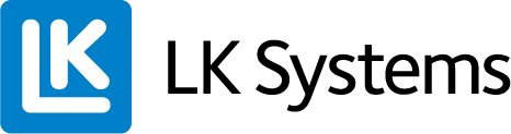 LK Systems logotyp i blått och svart.