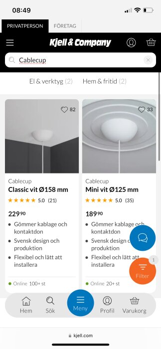 Kjell & Companys hemsida med Cablecup Classic och Mini vita takkupor, priser och recensioner.