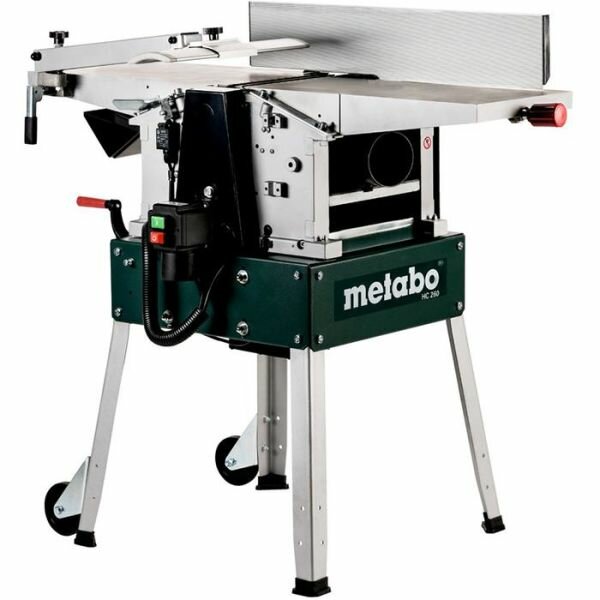 Metabo HC 260 C 2,2 WNB planhyvel på stativ, grön och silver.