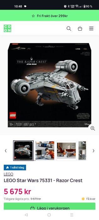 LEGO Star Wars Razor Crest 75331 på CDON, pris 5675 kr, tidigare 5679 kr. Fri frakt över 299 kr.