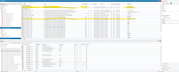 Skärmbild av ETS5-program med konfiguration av KNX och DALI-styrning, visar gruppadresser och anslutna enheter för belysningsstyrning.