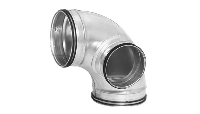 Rensböj i metall för ventilationskanal, används för att rensa kanalen vid förlängning i byggprojekt och renoveringar.