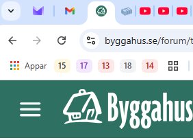 En webbläsarflik med byggahus.se visas med flera små ikoner i adressfältet och verktygsfältet.