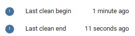 Skärmbild av Roborocks användargränssnitt som visar senaste städningsstart "1 minute ago" och slut "11 seconds ago".