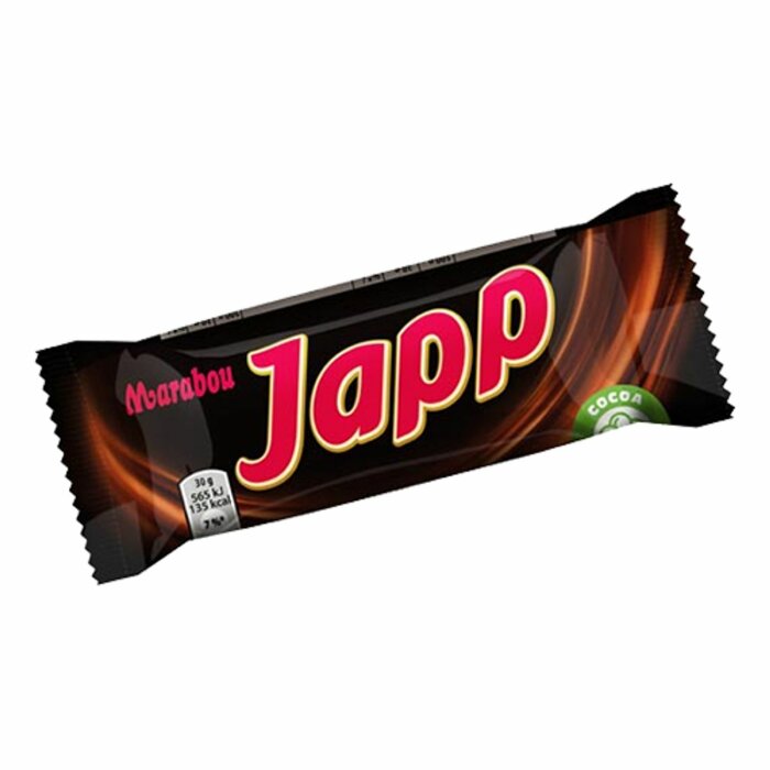 Förpackning av Marabou Japp chokladkaka.