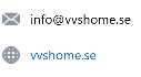 E-postadress och webbadress med domänen vvshome.se.