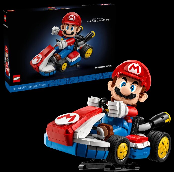 Lego-byggsats av Mario i en gokart från Mario Kart-serien.