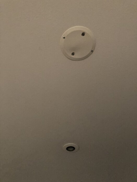 Doslock och spotlights i badrumstak.