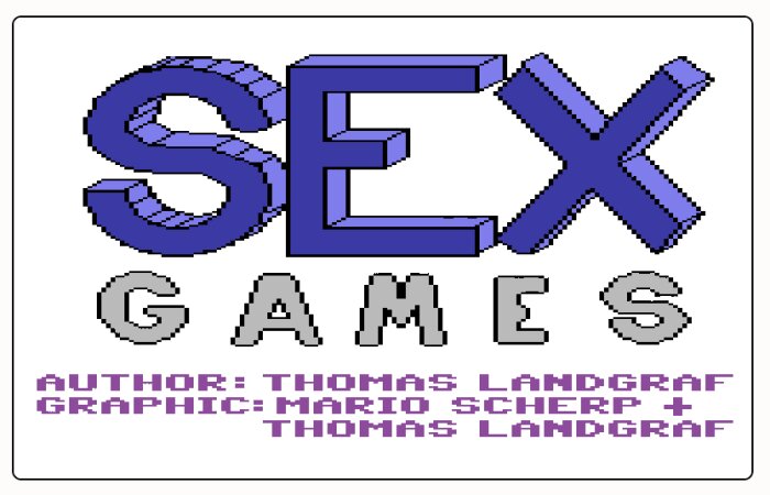 Bild med texten 'Sex Games', där Thomas Landgraf är författare och grafik av Mario Scherp och Thomas Landgraf.
