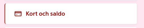 Kort och saldo-ikon med text i en applikation.