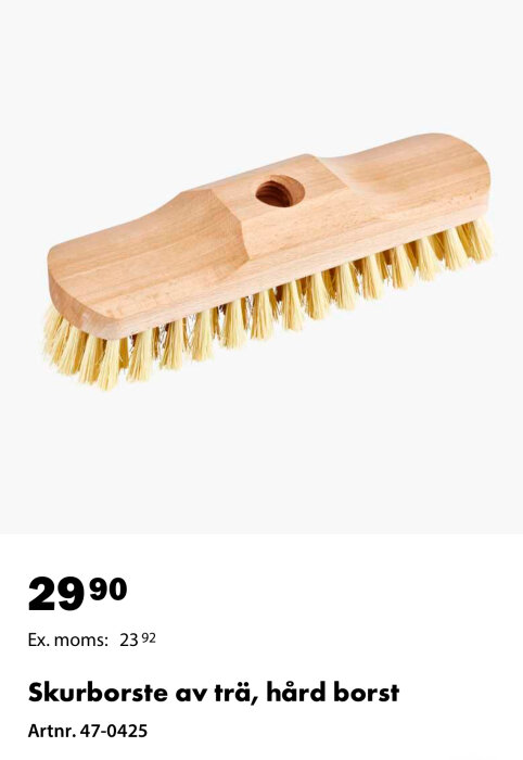 Träskurborste med hård borst, idealisk för rengöring i träets riktning, pris 29,90 kr.