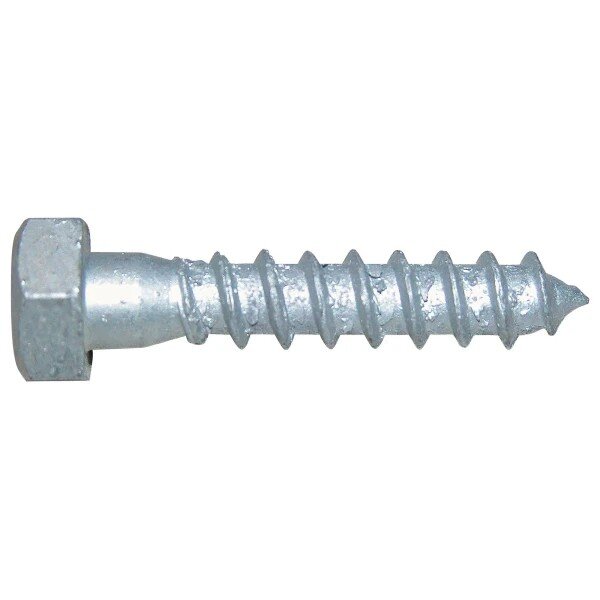 Fransk skruv av metall med sexkantigt huvud, använd för att fästa radiatorer i trä.