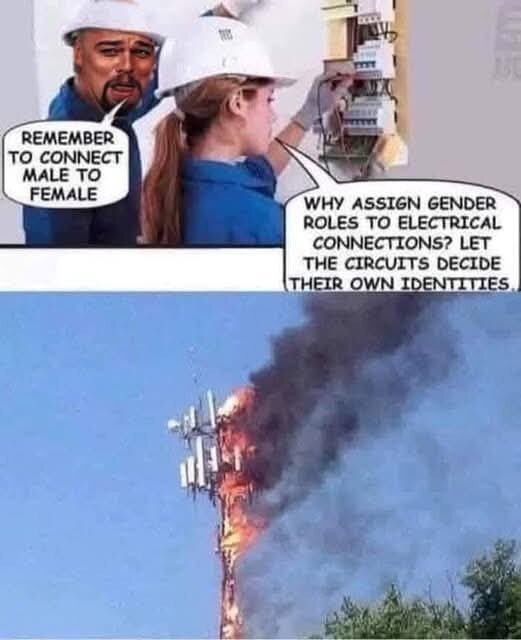 Ingenjörer vid elektrisk panel diskuterar kopplingar, följt av en bild av en eldstadstorn med rök.