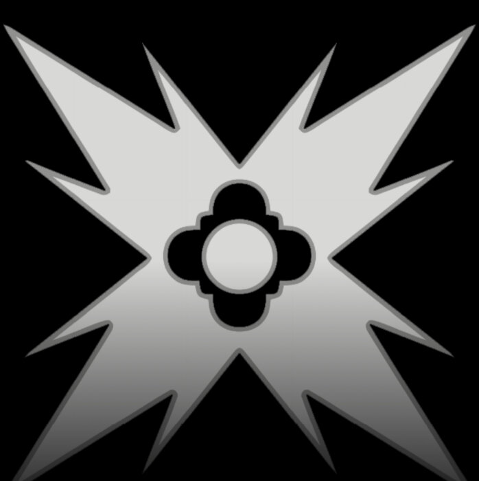 Svart och grått stjärnliknande emblem med en cirkel i mitten, relaterat till "Dark side of the Force" från Wookieepedia.