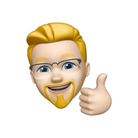 En tecknad figur med blont hår och skägg ger en tummen upp med ett leende ansikte.