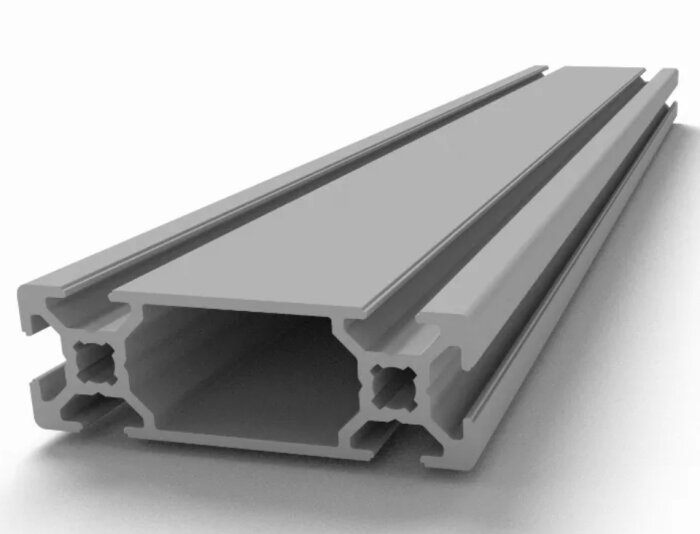 Aluminiumprofil, typ 20x60, för konstruktion och sammankoppling vid yttervinklar.