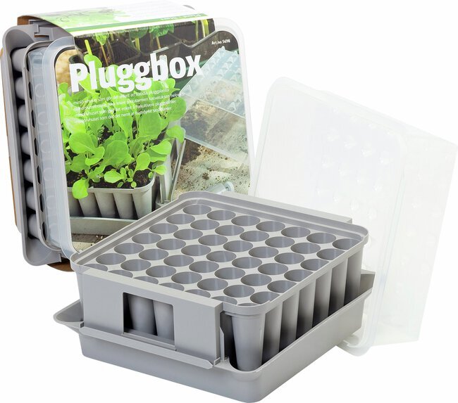 Pluggbox med plastbehÄllare för att lossa pluggar.