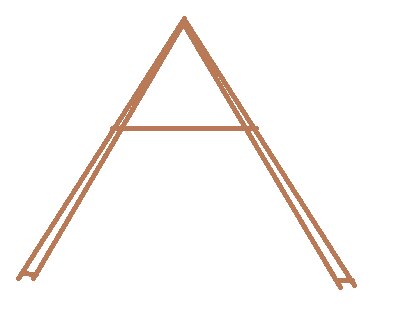 Ritning av inverterad saxtakstol från 1913 med två 4x4" överramar, en distans mellan längst ner och hanband överst.