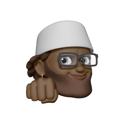 Animerad figur med glasögon och vit mössa gör en fistbump.